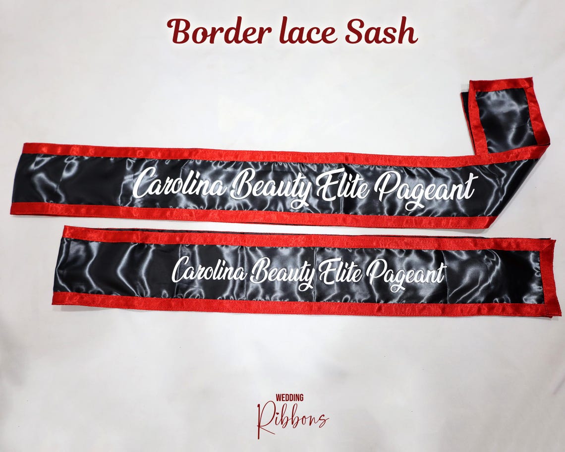 Personalized Pageant Sash Lace Sash Custom Border Lace Sash Customized ...