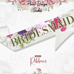 Bridesmaid Sash Custom Sash Baby Shower Sash Birthday Sash Custom Floral Print Sash Bachelorette Sash Personalized Sash Hen Party Sash Gifts