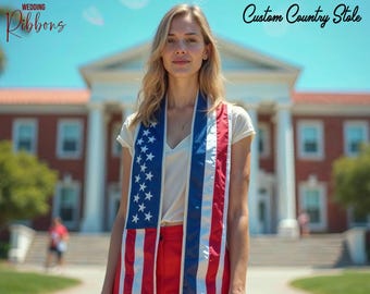 Mixed & Match Flaggen Stola - Country Flagge Graduierung Stolen - Ihre Geschenkidee zum Abschluss - graduierte Stola - Graduierung Schärpe - Einzigartige Graduierung Schärpe