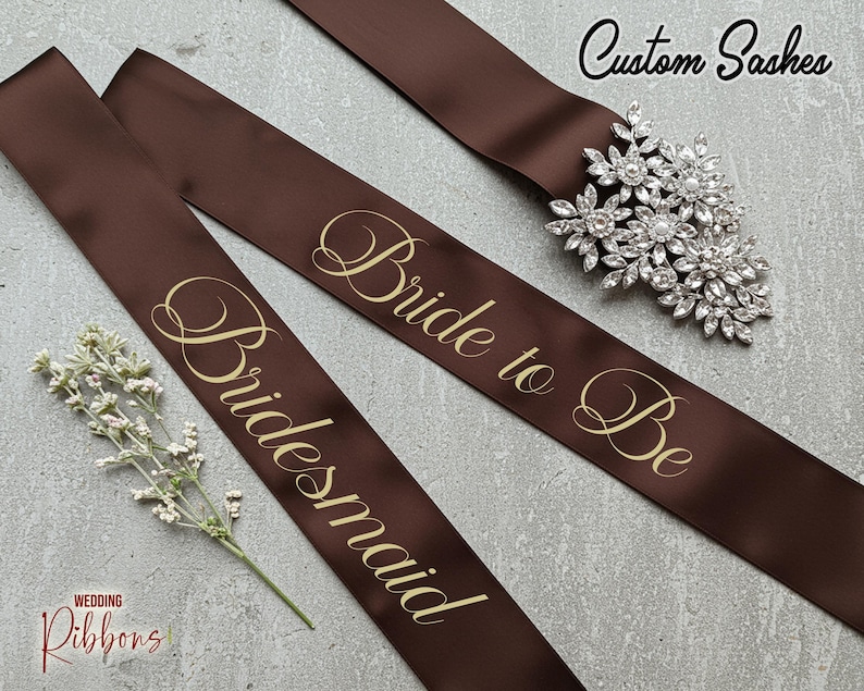 Personalized Brown Bridal Sash - Wedding Sash - Custom Bride to Be Sash ...