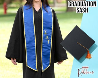 Angled Ended Three Color Graduation Sash - Graduation Gifts -Satin Grad Stoles any LETTERS vertical, Class of 2023 and Quote or Names Sash.