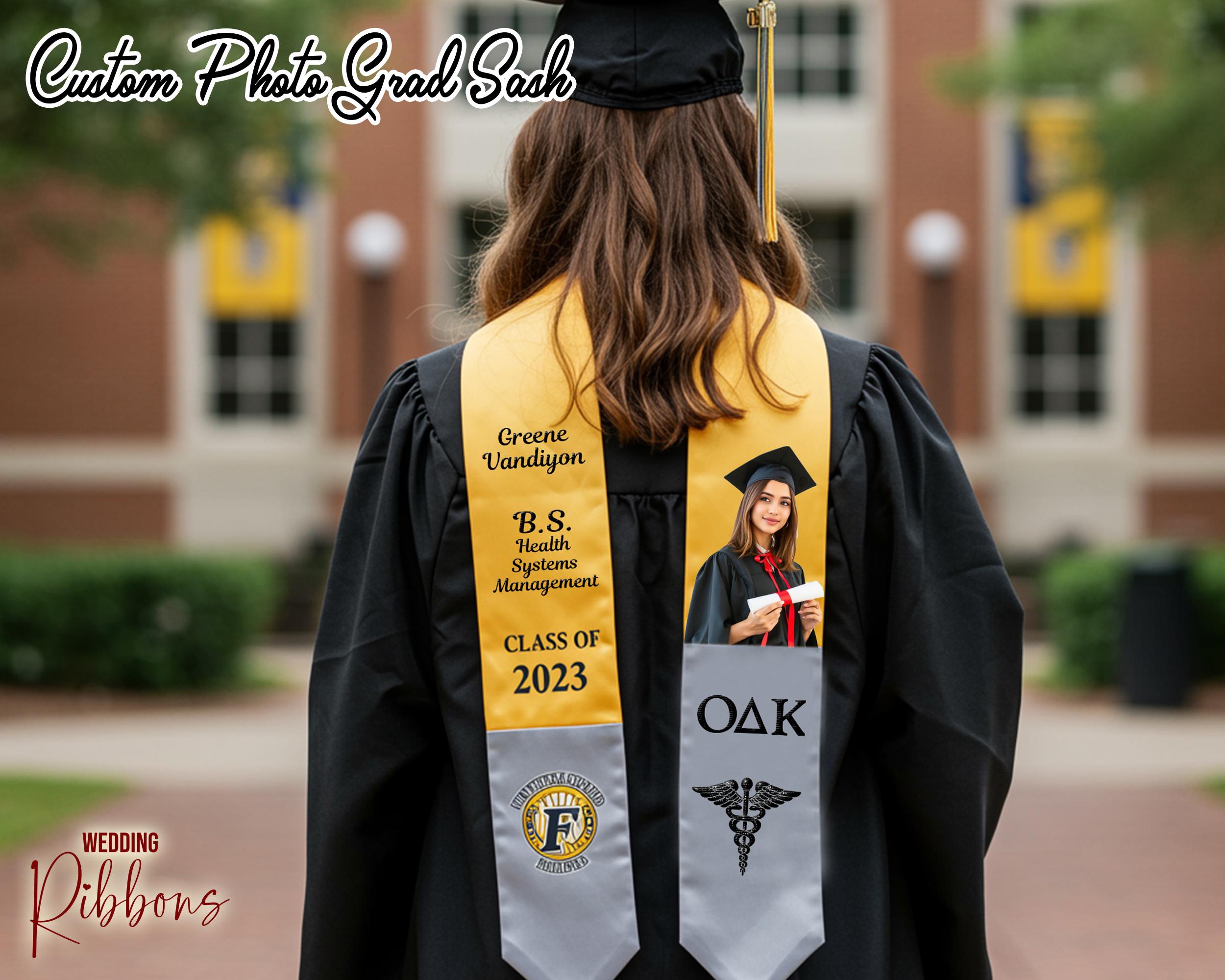 Grad Sashes Customized Grad Sash Custom Photo Graduation Stole Personalized ...