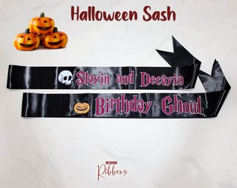 Customized Halloween Party Sash - Halloween Theme Sash - Gothic Sash - Halloween Bride To Be Sash - Bachelorette Party - Gift for Her