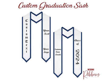 Faja de estola de graduación - Su logotipo personalizado Estola de faja de graduación - Faja personalizada - Faja de texto personalizada - Faja personalizada - Regalo de estolas de graduación