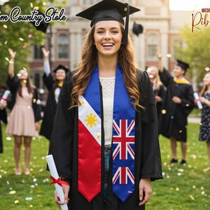 Grad Stole - Country Flag Graduation Stoles - Mixed & Match Flag Stole - Your Graduation Gift Idea - Graduation Sash -Unique Graduation Sash