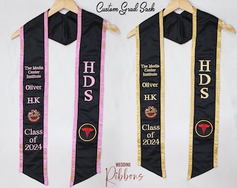 Custom Angle Cut Graduation Stole | Graduation Embroidery Stole | Custom Nursing Stole | Pageant Sash | Class Of 2025 | Graduation Sash