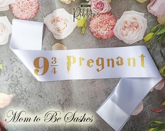 9 3/4 Pregnant Sash, Customized Wizard Theme Baby Shower Sash, Baby Shower Sash, Dad to be sash, Baby shower for daddy, Baby Shower Gift