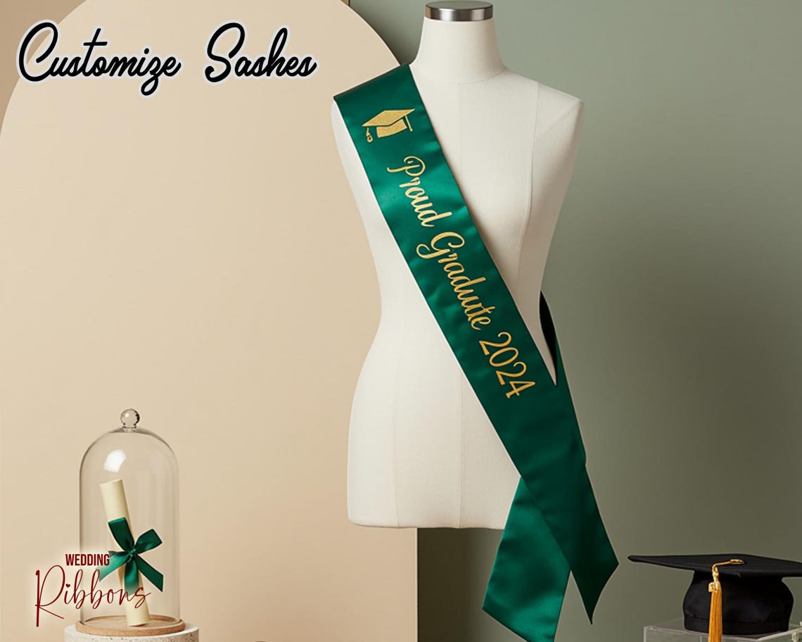 Grad Sashes Customized Graduation Sash - Proud Graduate Sash - Your Text Sash ...