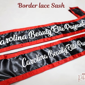Personalized Pageant Sash Lace Sash Custom Border Lace Sash Customized Lace Sash Custom Lace Sash Customize Sash Bridesmaid Sash