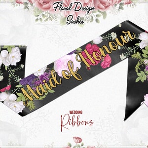 Bride to Be Sash Custom Floral Print Sash Bridesmaid Sash Custom Sash Wedding Sash Bachelorette Sash Personalized Sash Hen Party Sash gifts