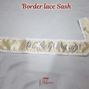 Bridal Border Lace Sash Personalized Pageant Sash Lace Sash Customized Lace Sash Custom Lace Sash Customize Sash Bridesmaid Sash