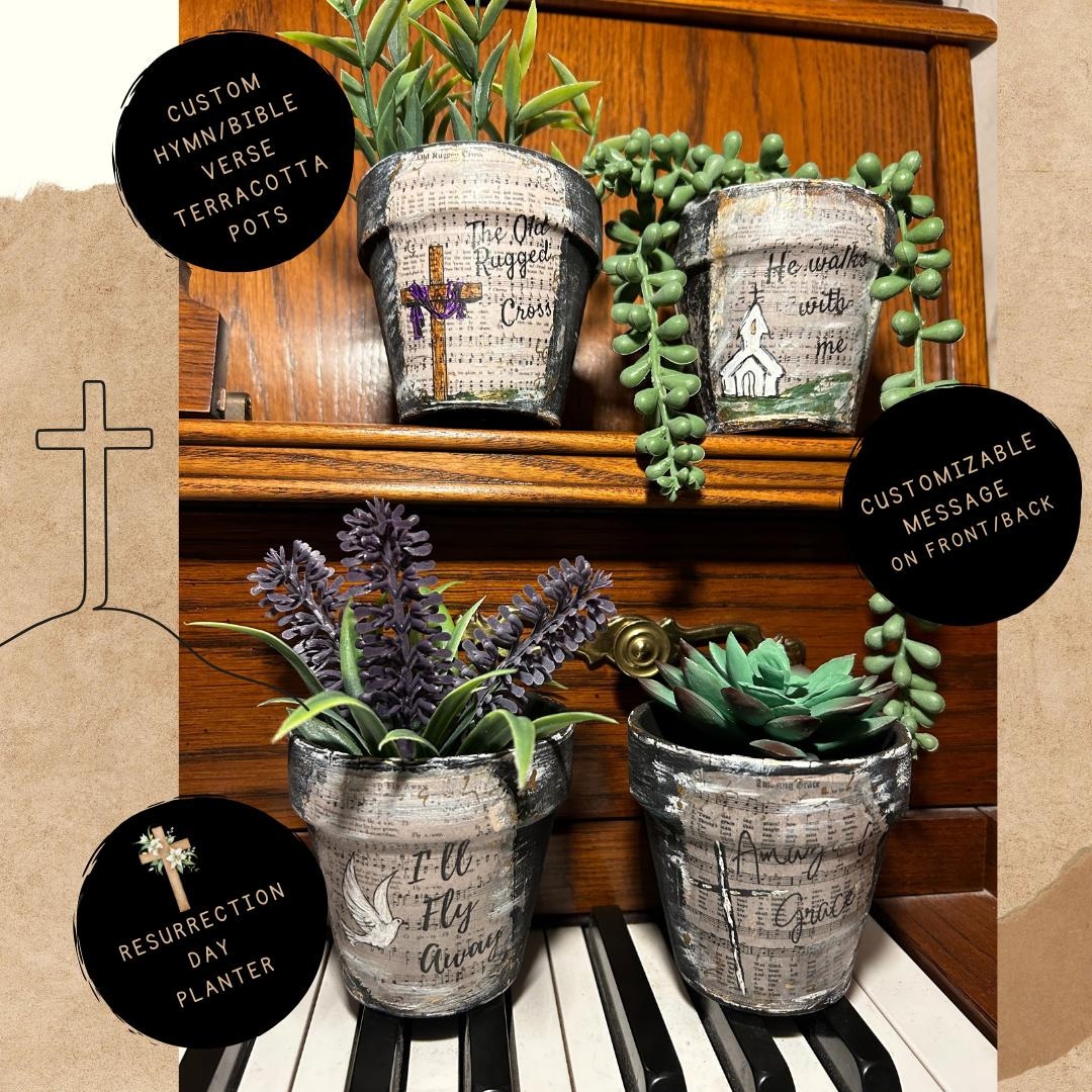 Personalized Hymnal Flowerpot: Hand-painted Religious Planter - Etsy
