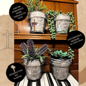 Personalized Hymnal Flowerpot: Hand-Painted Religious Planter