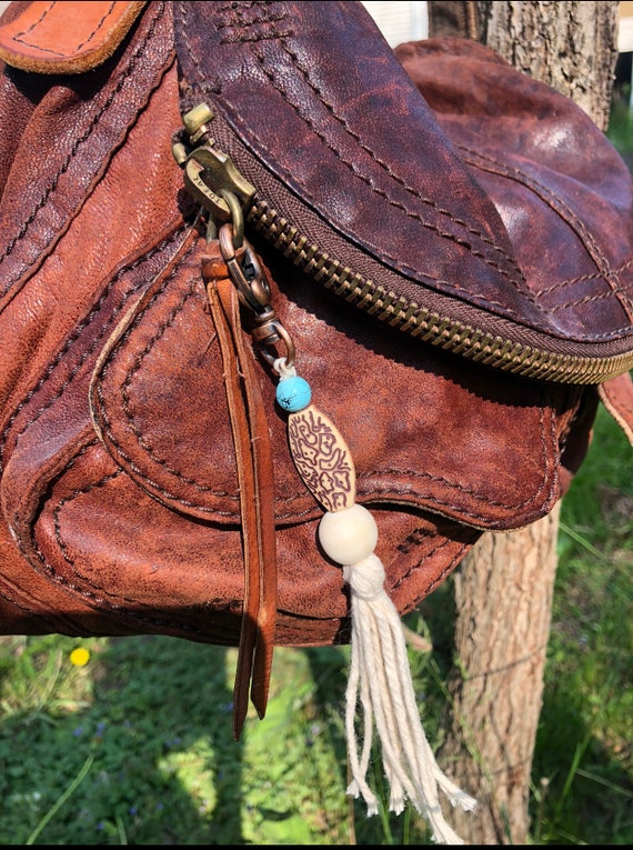 Boho Purse Charm: Turquoise, Tassel Keychain, Backpack Accessory