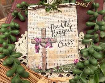 Handmade Hymn Ornament: The Old Rugged Cross, Christian Home Decor