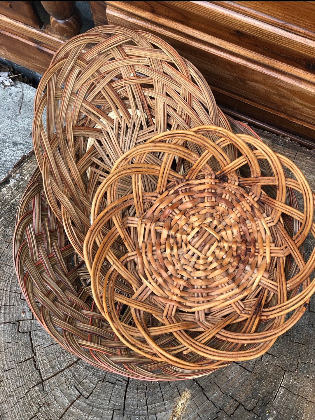 Vintage Wicker Wall Decor Wicker Decorative Tray Wicker Etsy