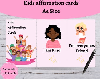 Printable kids Affirmation Cards Set for Kids & Toddlers,  Daily Affirmation, Positivity and Motivational Cards , Digital Print