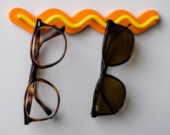 Wave Design Wall Mount for Sunglasses & Jewelry – Colorful Accessory Storage Stand - Ripple Rack