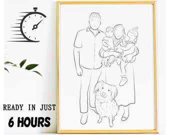 Aangepast familieportret met huisdier (digitaal bestand)