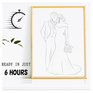 Dibujo de una línea personalizado, arte lineal de boda, retrato personal, retrato personalizado, regalo personalizado, aniversario de boda, regalo de alma gemela