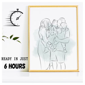 Custom Line Portrait from Photo, Line Drawing From Photo, Custom Family Portrait, Custom Line Art, Children Line Drawing, Digital Download