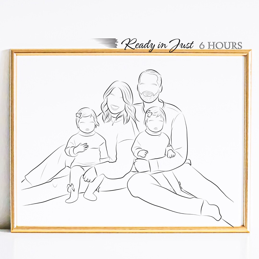 Custom Family Line Drawing, Family Portrait, Custom Line Art, Mothers ...