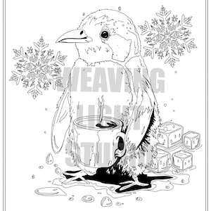 Coffee Penguin Coloring Page