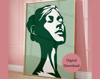 Matisse Wall Art, Sage Green Print, Minimalist Poster, Vintage Printable, Confident Woman Art, Digital Download, Cute Apartment Decor