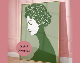 Matisse Wall Art, Sage Green Print, Minimalist Poster, Vintage Printable, Abstract Woman Art, Digital Download, Cute Apartment Decor