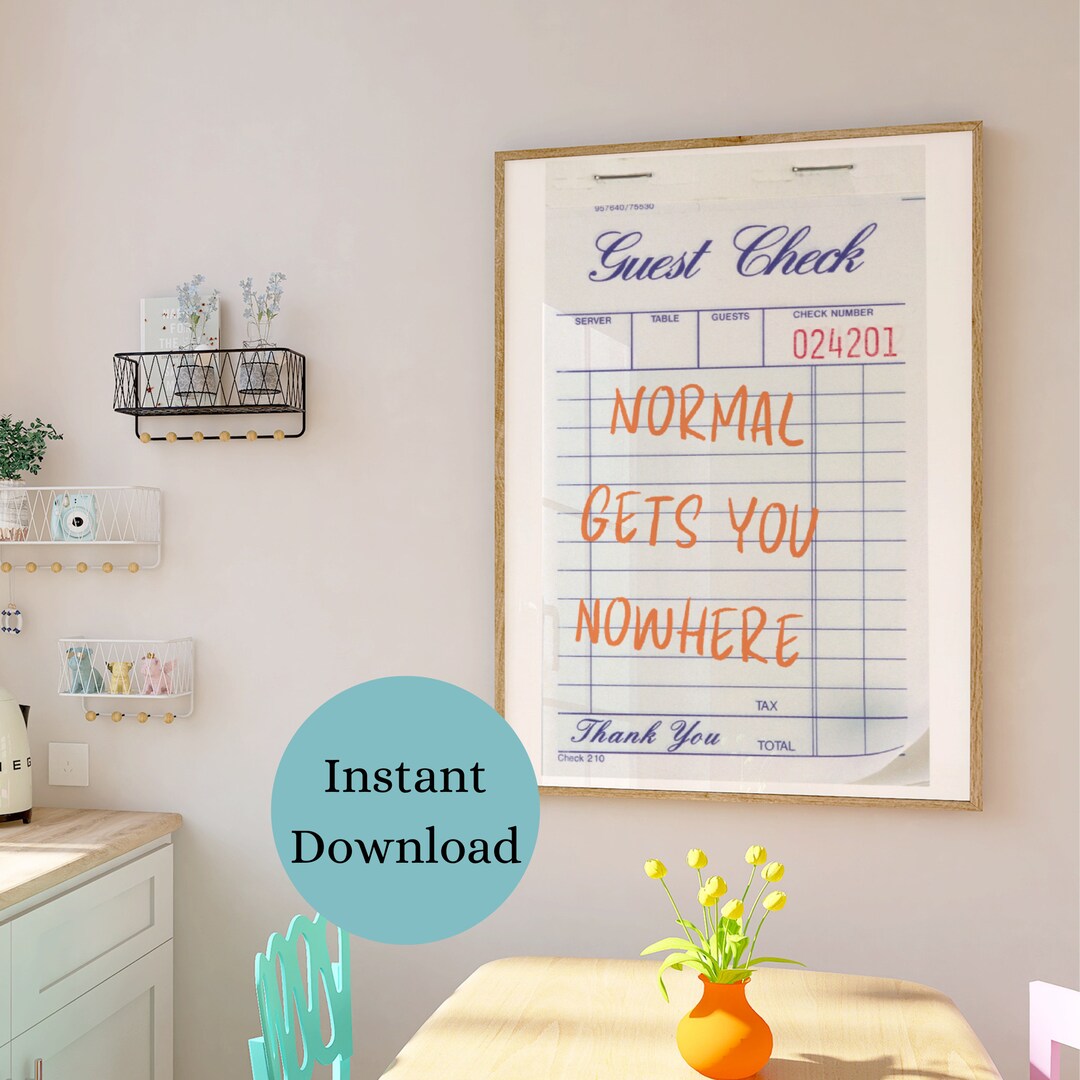 GUEST CHECK Printable Trendy Kitchen Art Normal Gets You - Etsy