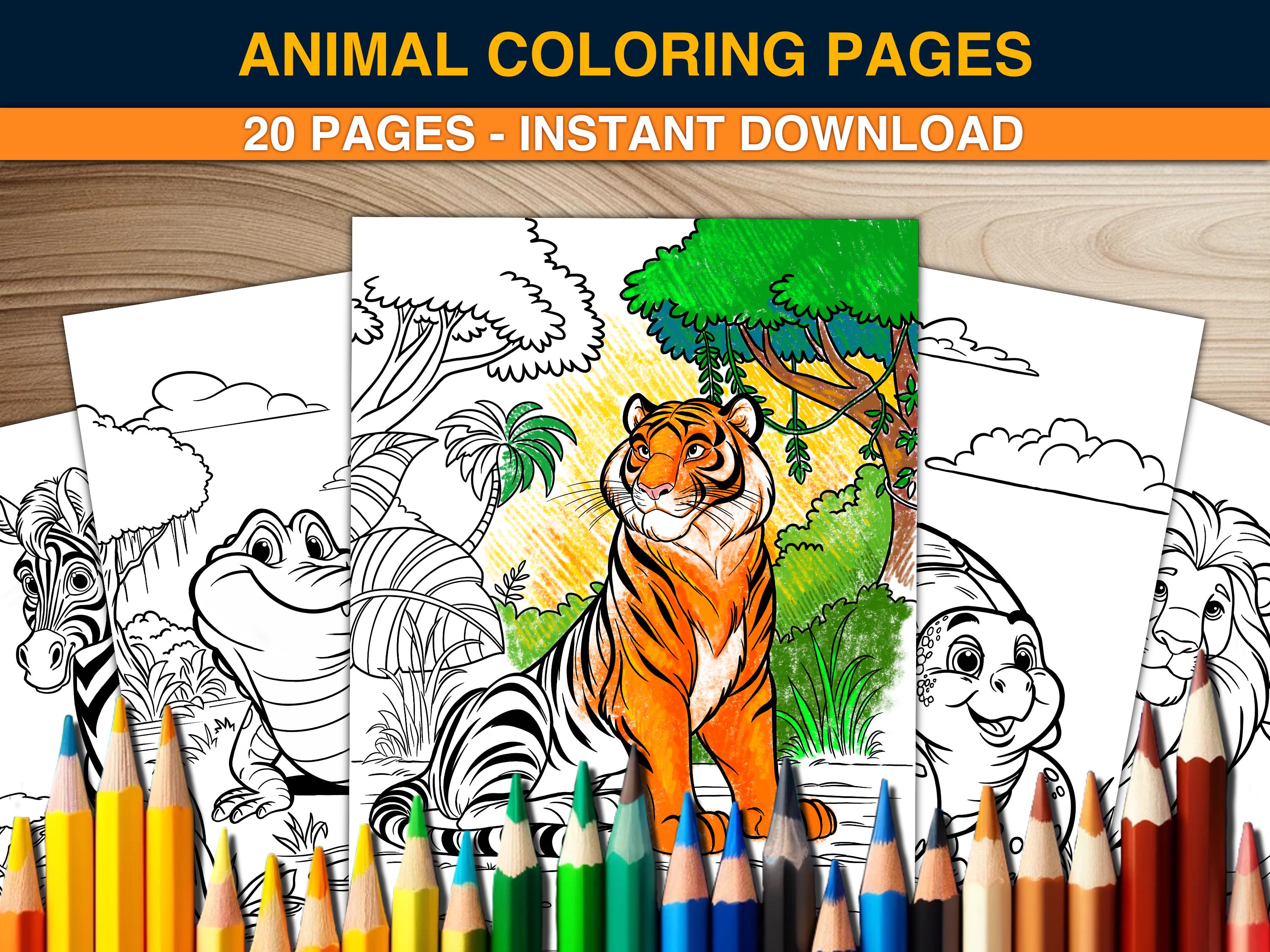 Animal Coloring Book Pages - Instant Download, Fun Educational Art ...