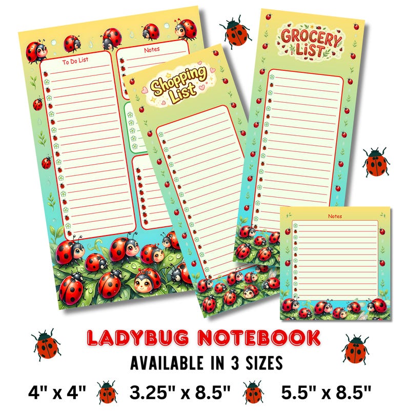 Ladybug Note Paper Ladybug Notepad, Kawaii Desk Stationery, To-do List, Shopping List ...