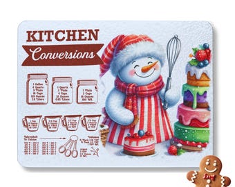 Christmas Glass Cutting Board - Kitchen Conversions Chart