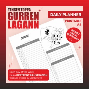 Tengen Toppa Gurren Lagann Daily Planner, Printable, Digital Download