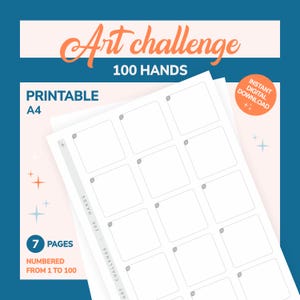 Art Challenge - 100 Hands by StardustOwl, Printable, Digital Download
