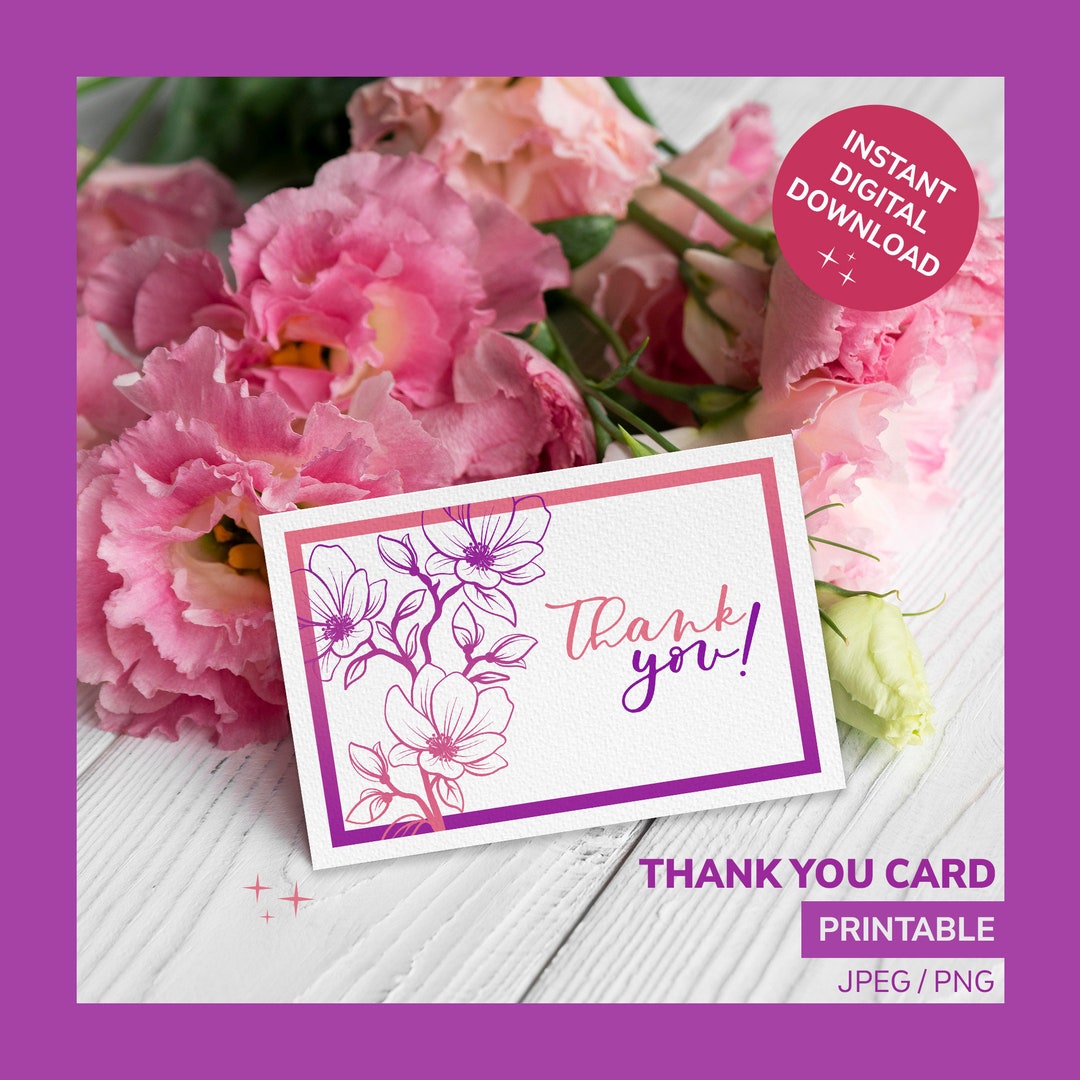 Thank You Card Digital, Printable Instant Download - Etsy