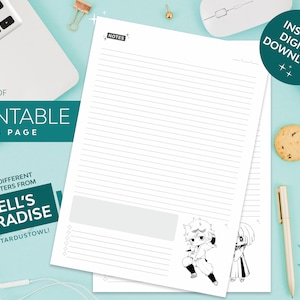 StardustOwl Hells Paradise Notizen Seite, bedruckbar, digitaler Download