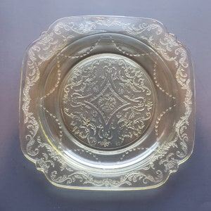 Federal Madrid Amber Depression Glass Luncheon Plate - Set of 6
