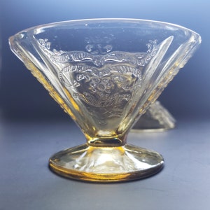 Federal Madrid Amber Depression Glass Footed Sherbert Dishes - Set of 3