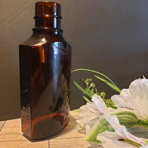 Horner&#39;s Amber Brown Glass Medicine Bottle - Vintage
