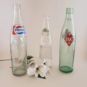 Pepsi-Cola, Canada Dry, and Royal Crown RC Vintage Soda Bottles Lot of 3