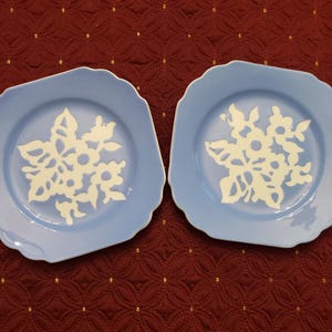 Dainty Flower Blue Virginia Cameoware by Harker Pottery Co. - Set of 2 Bread and Butter Plates