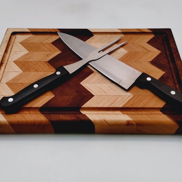 Butcher Block Cutting Board Chevron Style