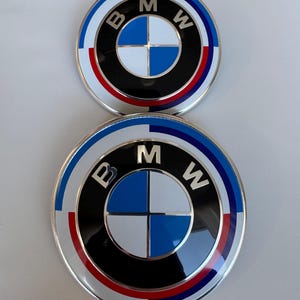 2pcs BMW 50th anniversary emblem. 82/74mm hood and trunk