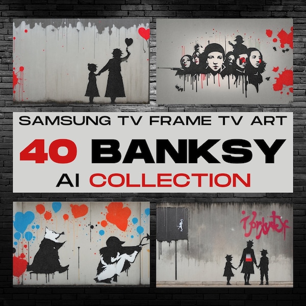40 Samsung Frame TV Art Banksy, Banksy AI Generated Art Collection, Samsung Frame Tv Graffiti Art, Modern Art Collection, 4K Frame TV Art
