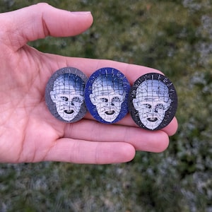 Hellraiser Pinhead Pin Badge | Horror wood-cut pin for Horror Fans and Collectors