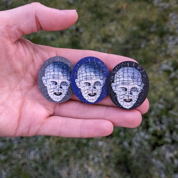 Hellraiser Pinhead Pin Badge | Horror wood-cut pin for Horror Fans and Collectors