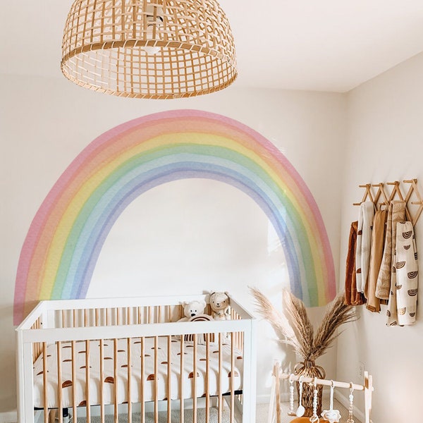 Rainbow Wallpaper | Rainbow Wall Decal | Boho Decor | Nursery Decor | Kids Room Wall Decals | Rainbow Pastel Wall Decal | Boho Rainbow
