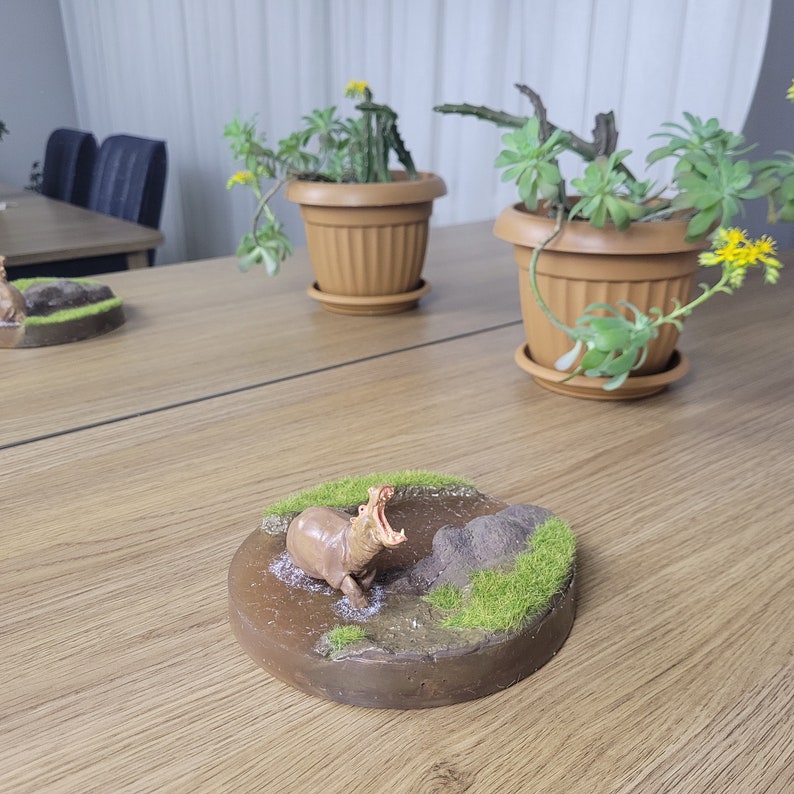 Realistic Wildlife Scene Diorama 3d Printed Hippo Figurine Etsy