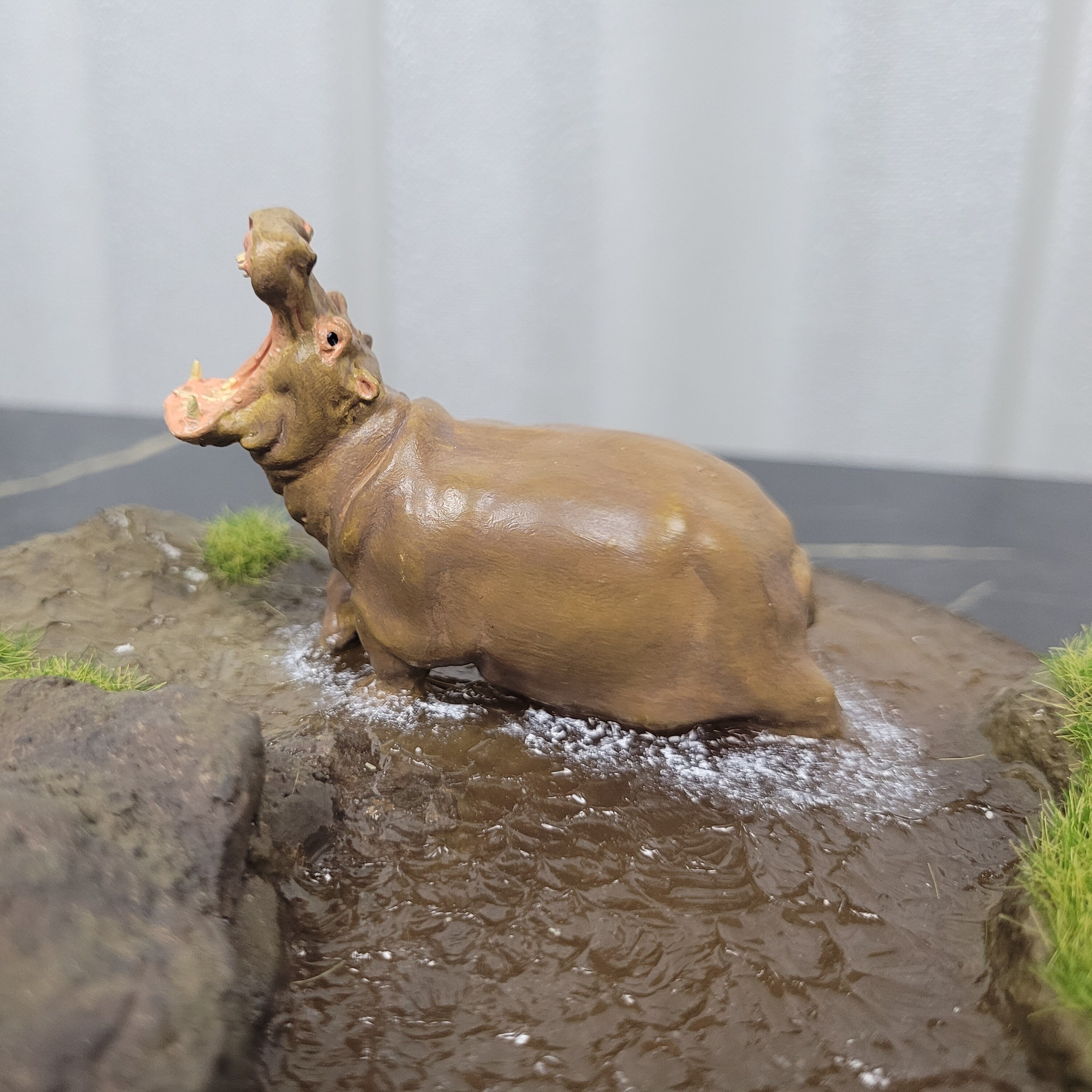 Realistic Wildlife Scene Diorama 3d Printed Hippo Figurine Etsy